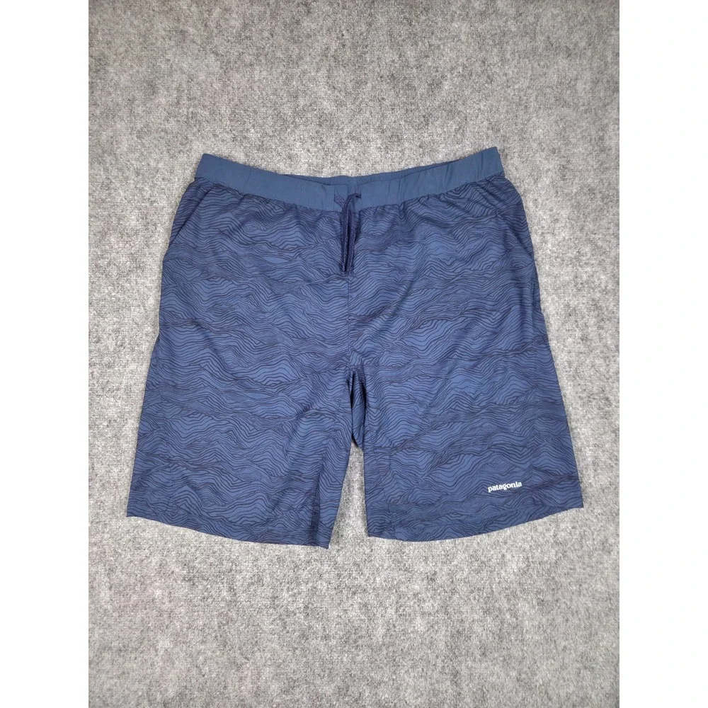 Patagonia Board Shorts Mens XL Blue Topographic Wave Print Recycled Polyester